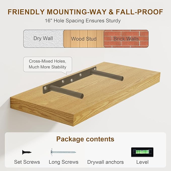 Fun Memories Floating Shelves, 8 Inch Deep Floating Shelves, Rustic Wood - Image 7