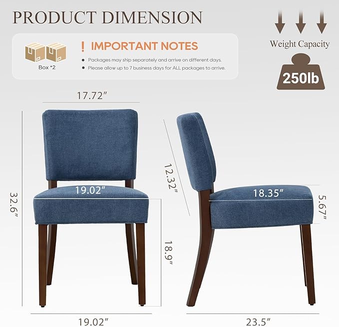 COLAMY Mid Century Modern Dining Chairs Set of 4, Upholstered Kitchen Chairs - Image 7