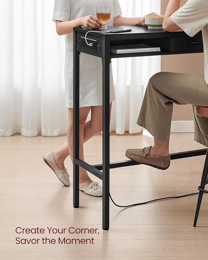 VASAGLE Bar Table with Power Outlets, 39.4 Inches Long Bar Height Pub Table - Image 6