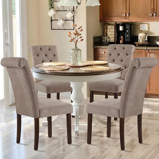 COLAMY Button Tufted Dining Chairs Set of 6, Parsons Upholstered Fabric Dining - Image 6