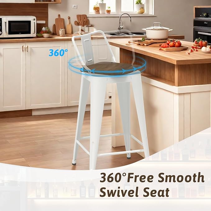 26 Inch Swivel Bar Stools Set of 4, Counter Height Bar Stools - Image 7