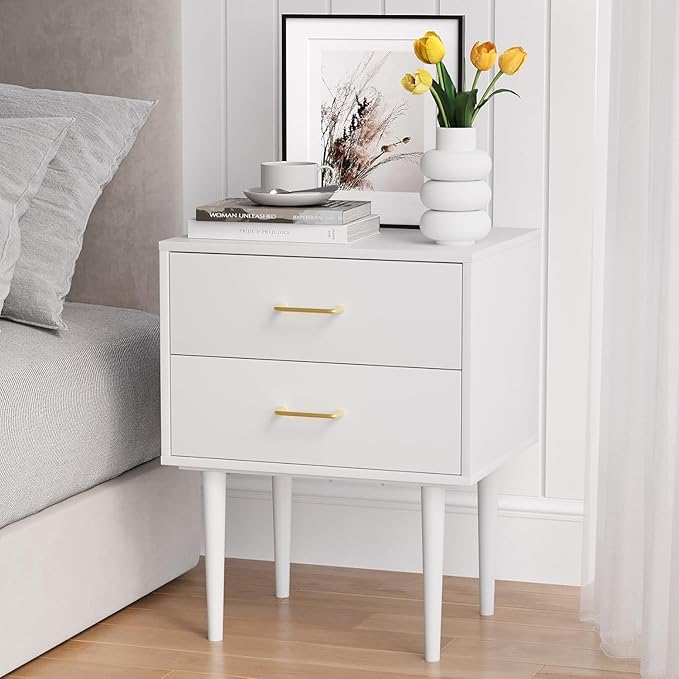 Smart FENDE 26 inch Tall White Nightstand - Image 7