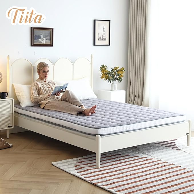 Tiita Japanese Floor Mattress Futon Mattress 4” Thick Folding Roll Up Sleeping - Image 2