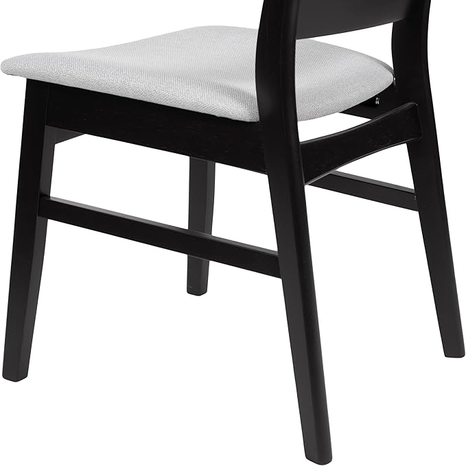 Set of 2 Solid Wood Dining Chairs, Fabric Upholstered Seat Mid-Century Modern - Image 8