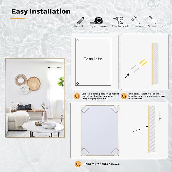 24x32 Inch Brass Bathroom Mirror - Image 8