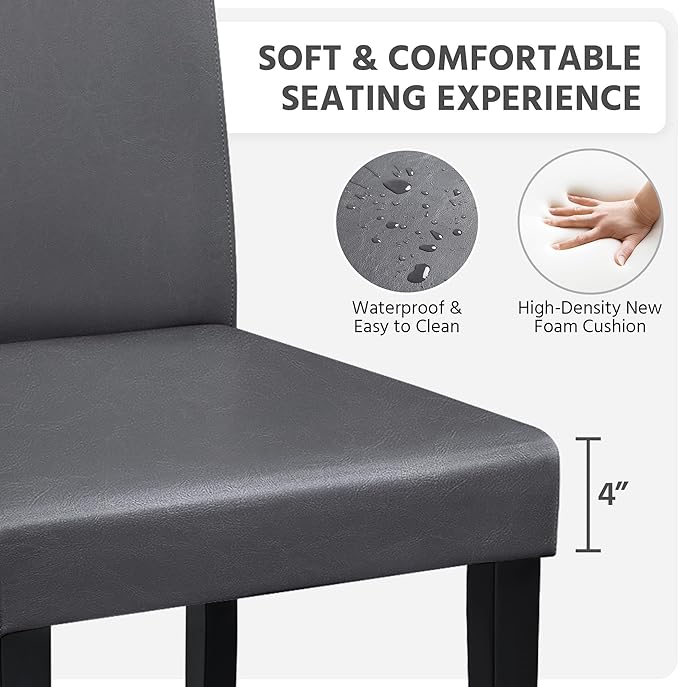 Yaheetech Dining Chairs Set of 2 Faux Leather Modern Dining Room Chairs - Image 4