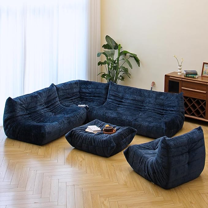 N&V Soft Premium Chenille Floor Lounge Chair, Mid Century Armless Floor Sofa - Image 4