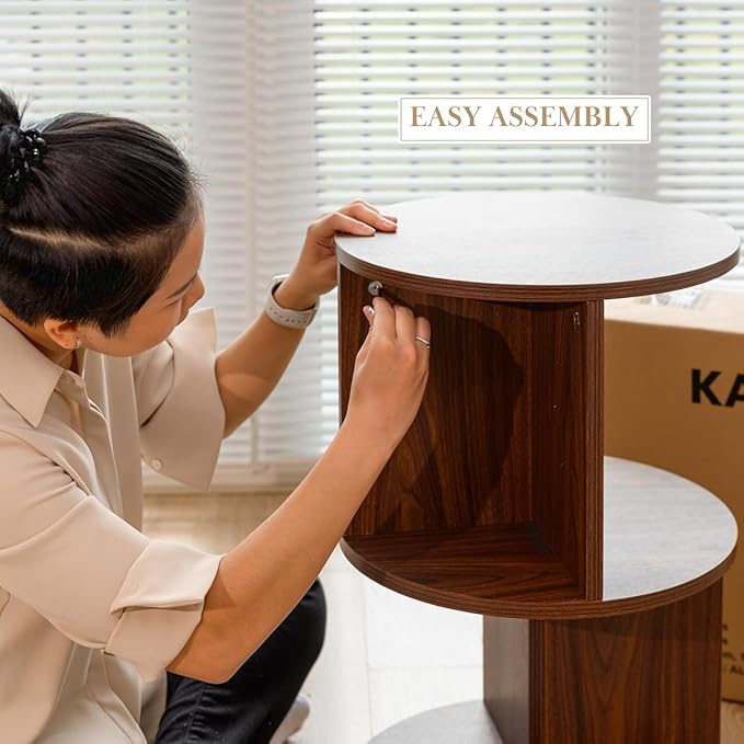 KAYMILY Living Room Side Table, Office Round Rotating End Table, Bedroom Mid - Image 5
