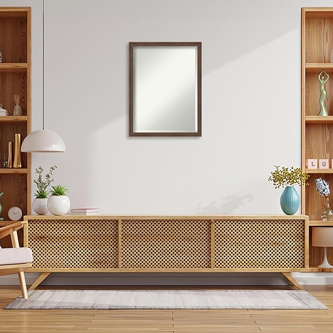 Amanti Art Brown Wall Mirror 26x20 Florence Medium Brown Rectangle Bathroom - Image 6