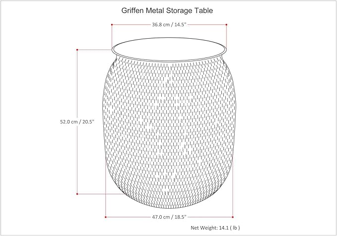 SIMPLIHOME Griffen Industrial 19 Inch Wide Metal Storage Accent Side Table in - Image 3