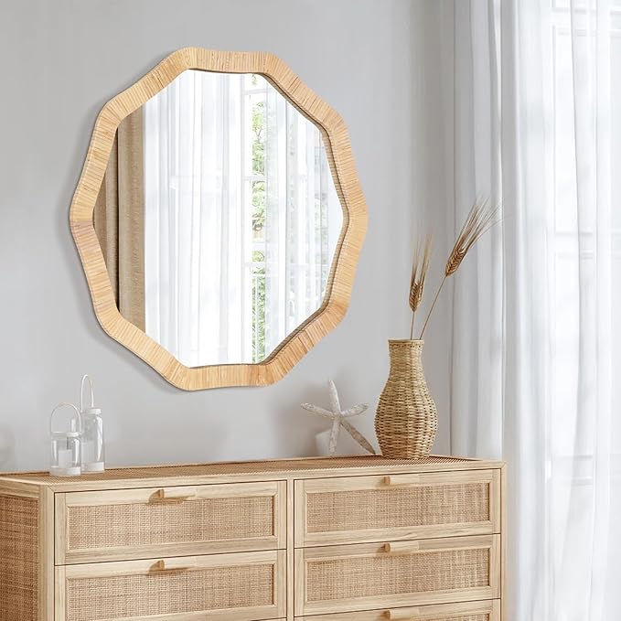 ULIKE Rattan Mirror for Wall, Bathroom 24 Inch Rustic Farmhouse Wall Decor - Image 3