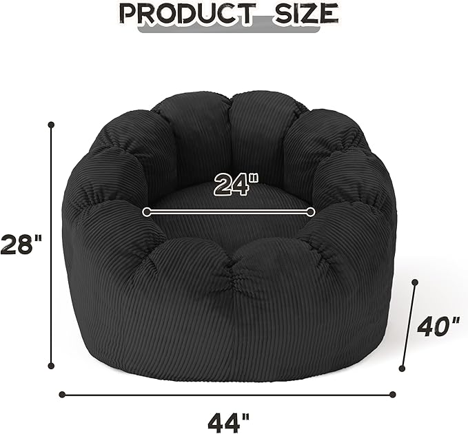HABUTWAY Giant Bean Bag Chair for Adults/Kids/Teens, Pumpkin Bean Bag Couch - Image 2