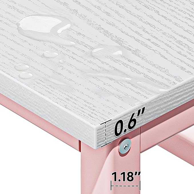 Aquzee Pink Desk with Hutch for Girls, 47in Computer Desk with Bookshelf for - Image 5
