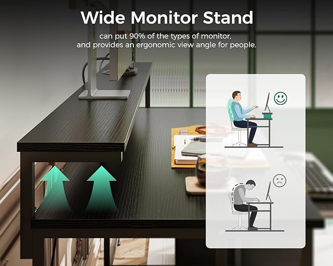 AODK Computer Desk with Drawers and Keyboard Tray, Reversible Study Work Desk - Image 8
