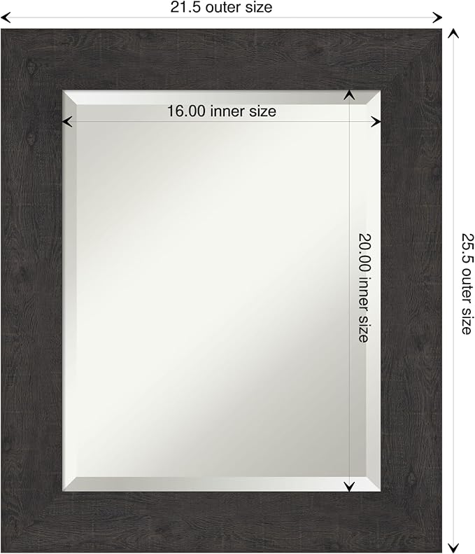 Amanti Art Brown Wall Mirror 26x22 Rustic Plank Espresso Rectangle Bathroom - Image 4