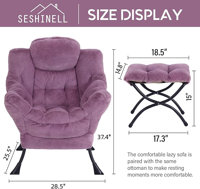 Lazy Chair with Ottoman, Modern Accent Chair Contemporary Lounge Leisure Sofa - Image 3