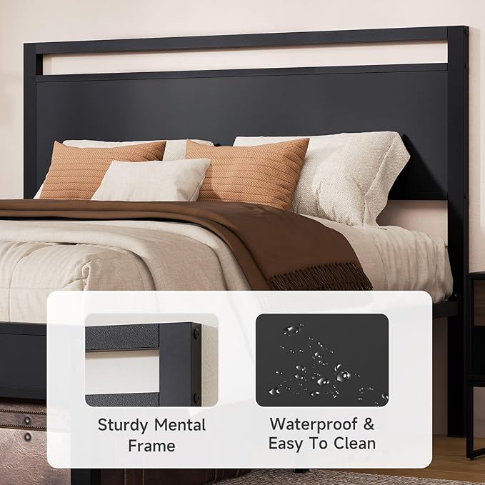 Z-hom Queen Bed Frame with Modern Wood Headboard & Footboard, Upgraded Heavy - Image 4
