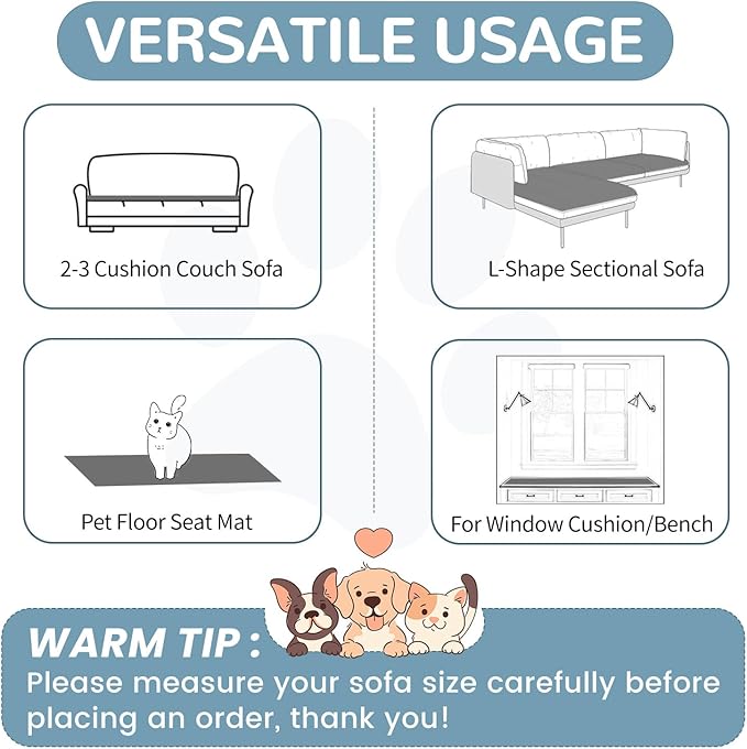 OTOB Couch Covers for 3 Cushion Sofa Pet Friendly, Plush Fuzzy Non Slip Sofa - Image 6