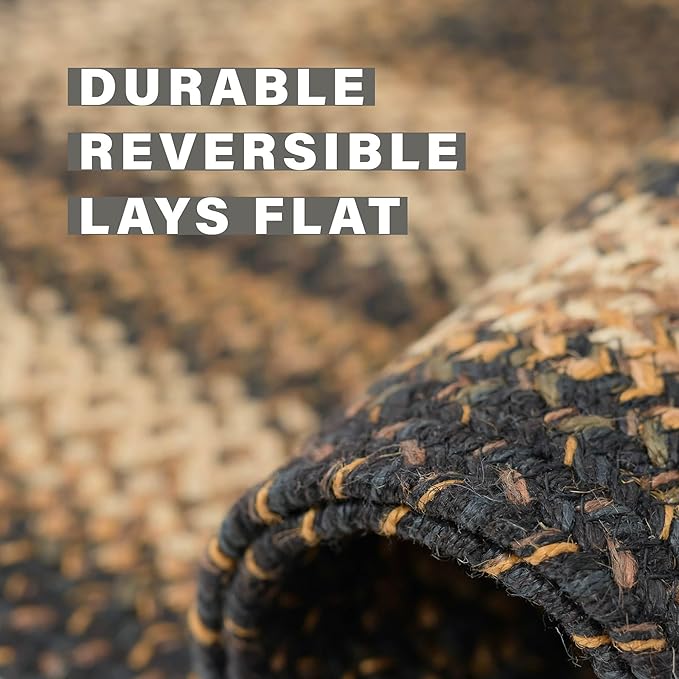 Kilimanjaro Black and Tan Jute Braided Oval Rugs, 16x24 - Image 4