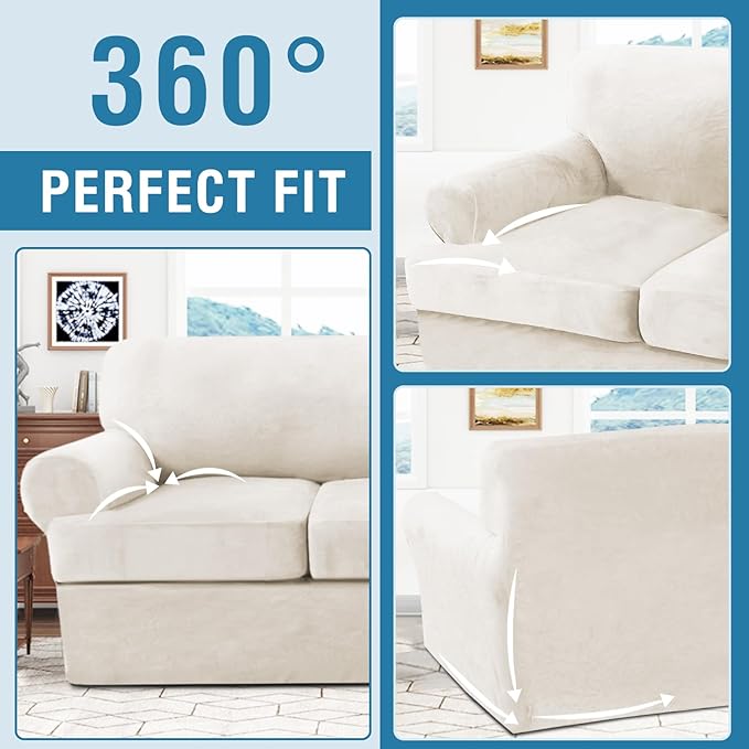H.VERSAILTEX Sofa Cover 4 Piece T Cushion Sofa Slipcovers Thick Velvet Couch - Image 7