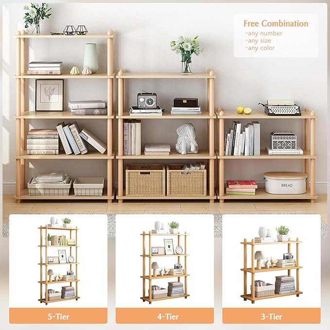 IOTXY 5-Tier Wooden Shelf Bookcase - Image 8