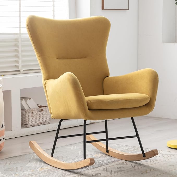 Phoenix Home Rocking Chair Nursery Velvet Upholstered Glider Rocker Rocking by Unknown