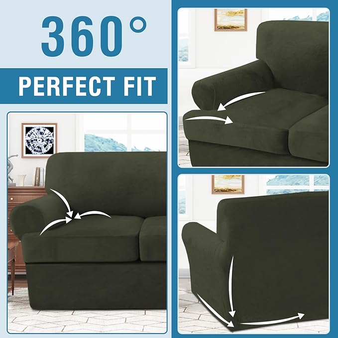 H.VERSAILTEX Sofa Cover 2 Piece T Cushion Armchair Slipcovers Thick Velvet - Image 7
