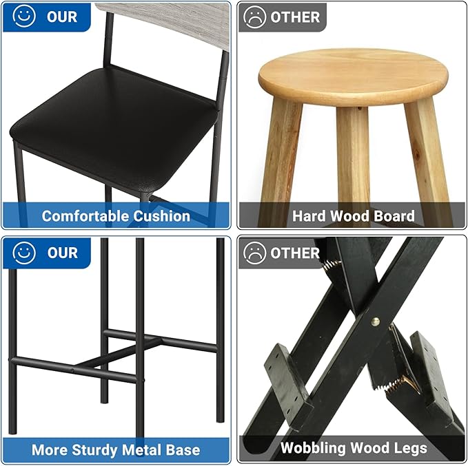 GarveeHome Bar Stools Set of 4, Upholstered Counter Height Bar Stools - Image 5