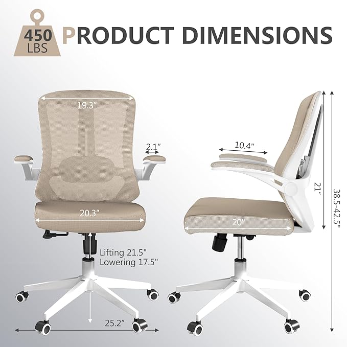 Office Chair, Ergonomic High Back Comfy Desk Chairs and Flip-up Armrest Lumbar - Image 8