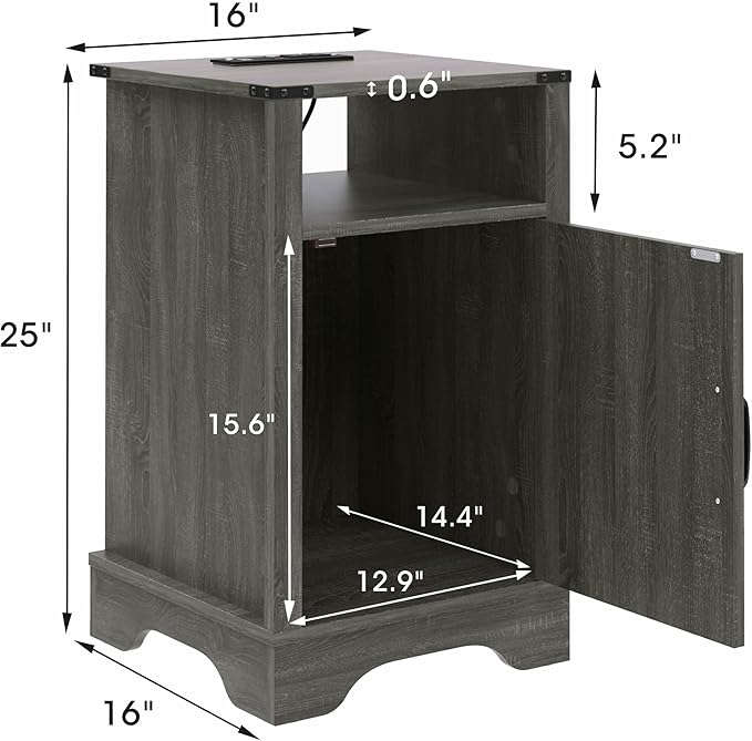 RoyalCraft Set of 1 Farmhouse Nightstand, Tall Bedside Table - Image 2