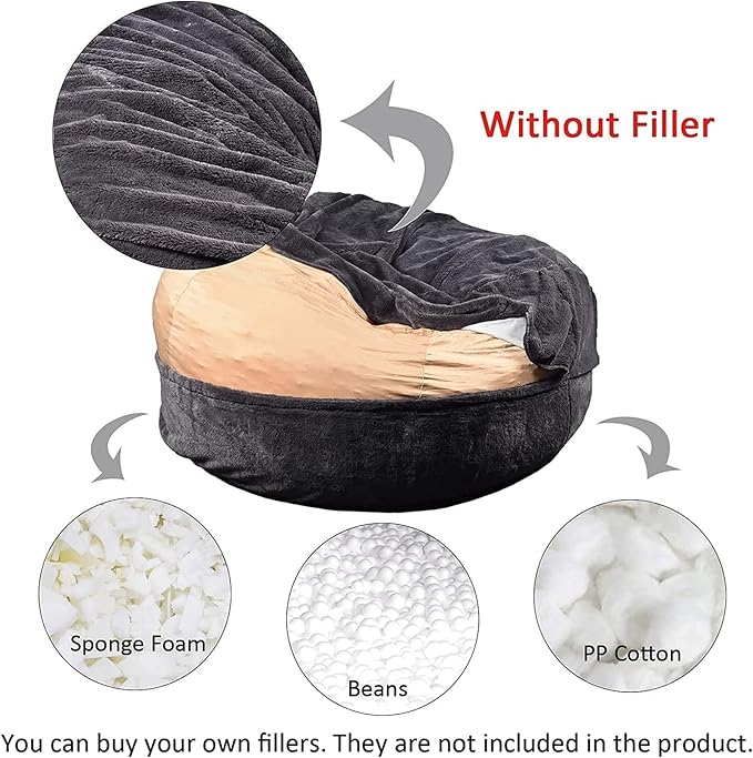 Giant Fur Bean Bag Chair Cover for Kids Adults, Living Room Furniture Big Round - Image 5