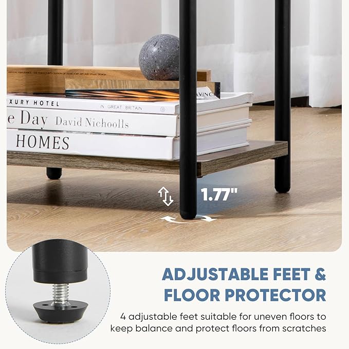 DUMOS End Table Small Side Sofa Tables 3 Tier Tall Nightstand Storage Shelf - Image 6