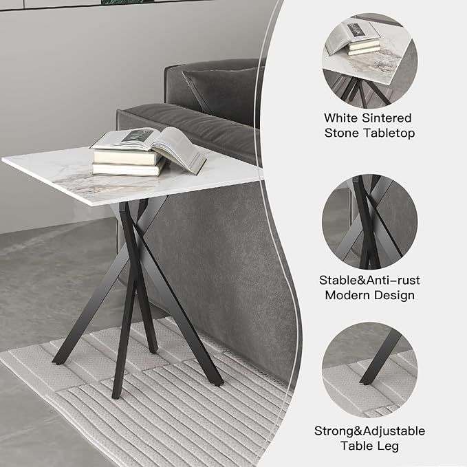 White Marble Side Coffee Table - Image 6