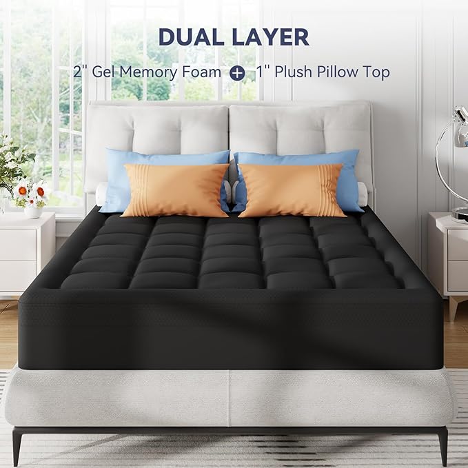 3 Inch Dual Layer Memory Foam Mattress Topper Cal King, 2 Inch Cooling Gel - Image 6