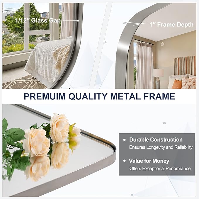 ANDY STAR Brushed Nickel Bathroom Mirror, 20x30’’ Oval Mirror - Image 3