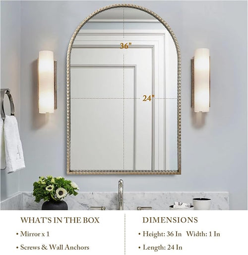 24"x36" Antique Silver Arch Mirror - Image 2