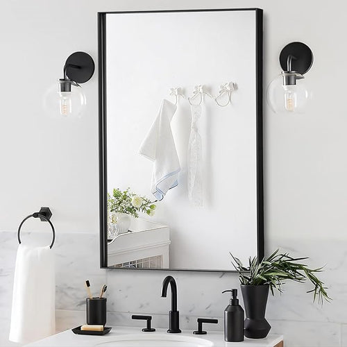 20x36 Inch Black Bathroom Mirror by Bonverre