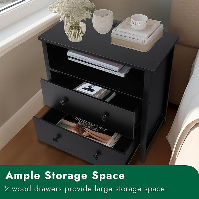 27 Inch Wide Night Stand, Large Wood Night Stand - Image 7
