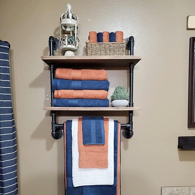 SSS Furniture Industrial Pipe Shelf Bathroom Shelves Wall Mounted, 2 Tier - Image 4
