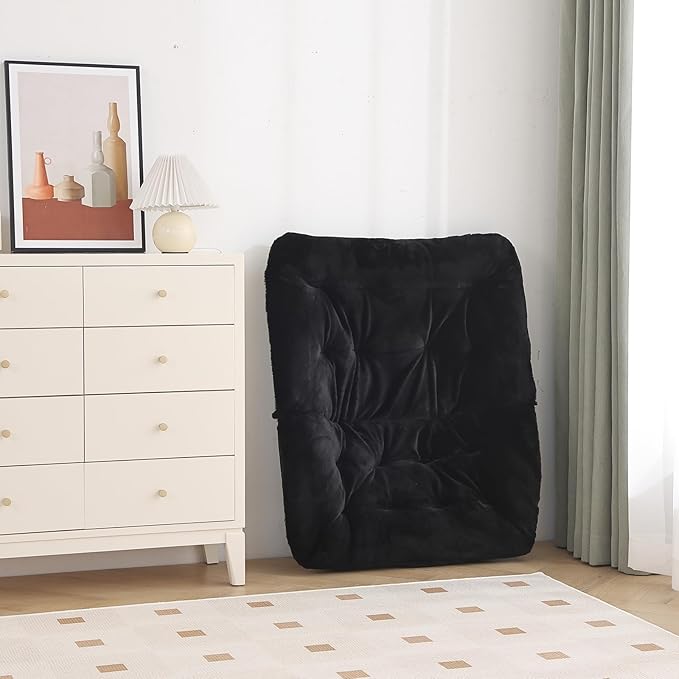 Saucer Chair, Comfy Bedroom Chairs, Oversized Folding Faux Fur Chair, Foldable - Image 6