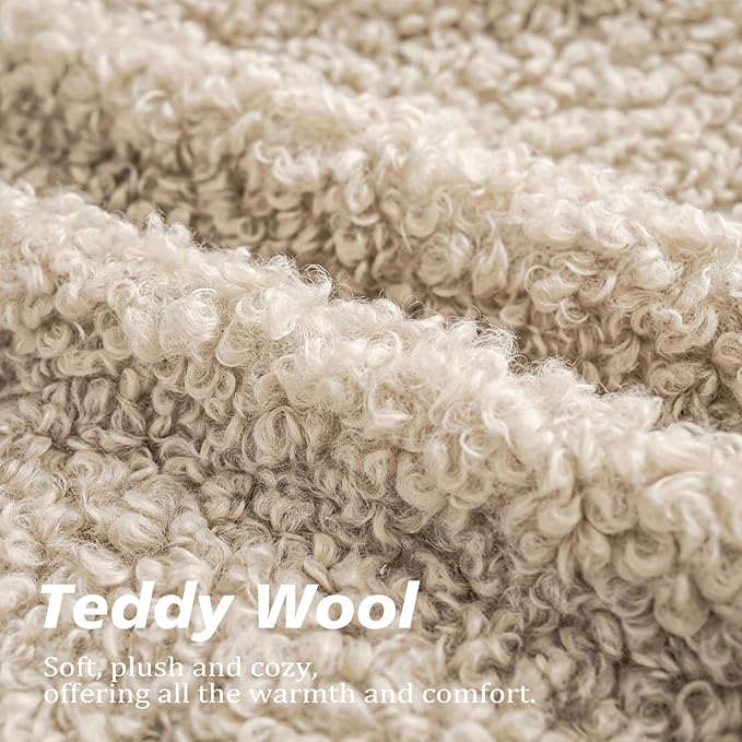 Foindtower Set of 2 Curly Teddy Wool Pillow Covers Decorative Boucle Textured - Image 2