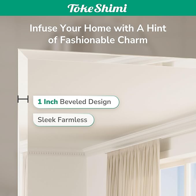 TokeShimi 55x36 Rectangle Bathroom Vanity Mirror Beveled, Tempered Frameless - Image 5