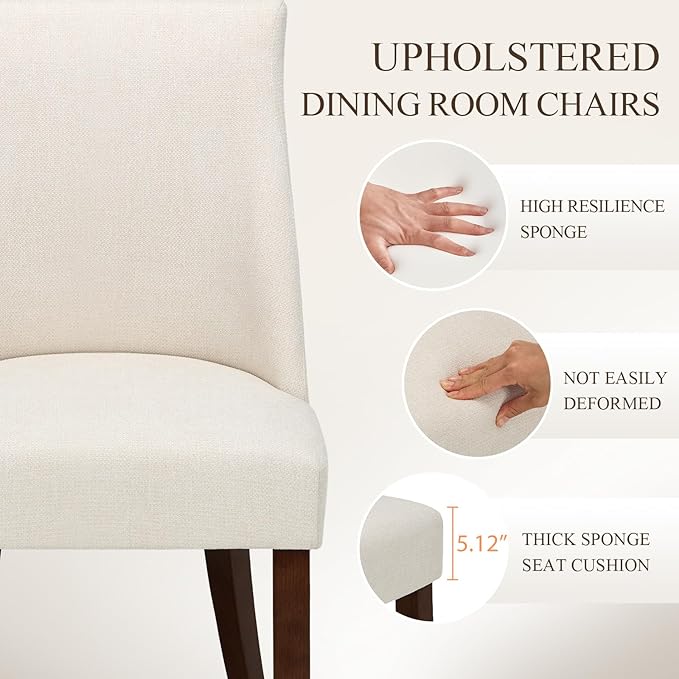 COLAMY Upholstered Dining Chairs Set of 6, Mid Century Modern Kitchen Chairs - Image 4