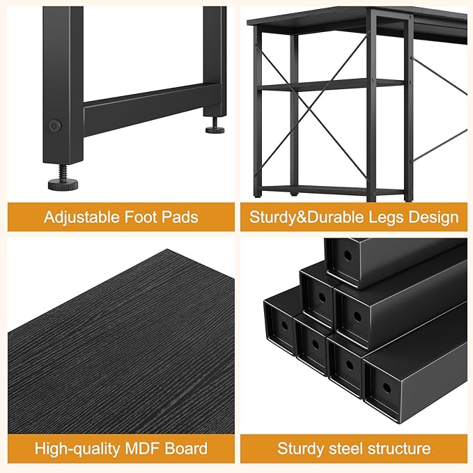 L Shaped Computer Desk with Reversible Shelves, 40 Inch Small Corner Desk with - Image 9