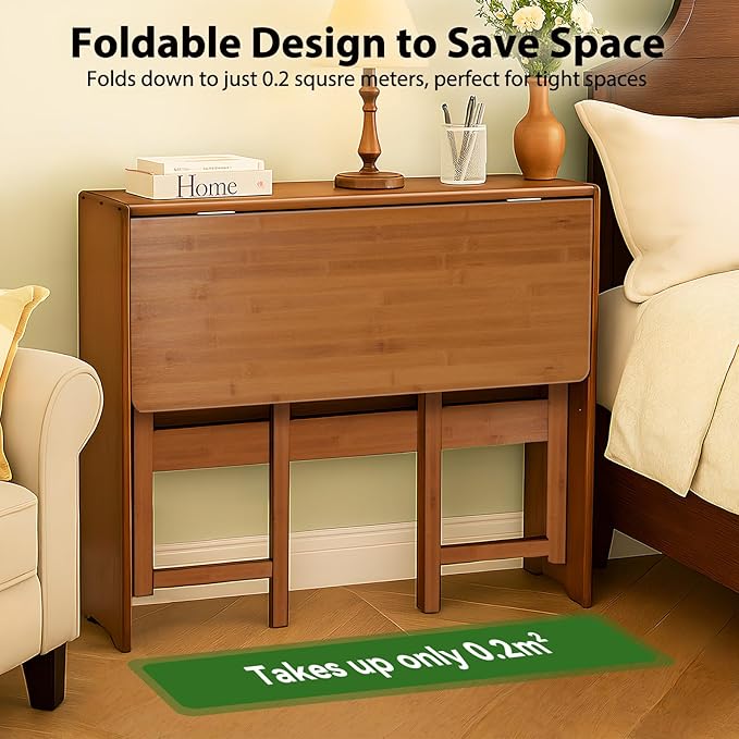 39.37" Bamboo Folding Desk, Space-Saving Computer Desk - Image 3