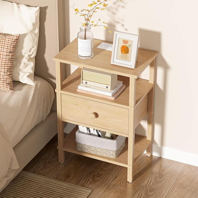 Lerliuo Nightstand with Charging Station and USB Ports, 3-Tier Storage End - Image 5