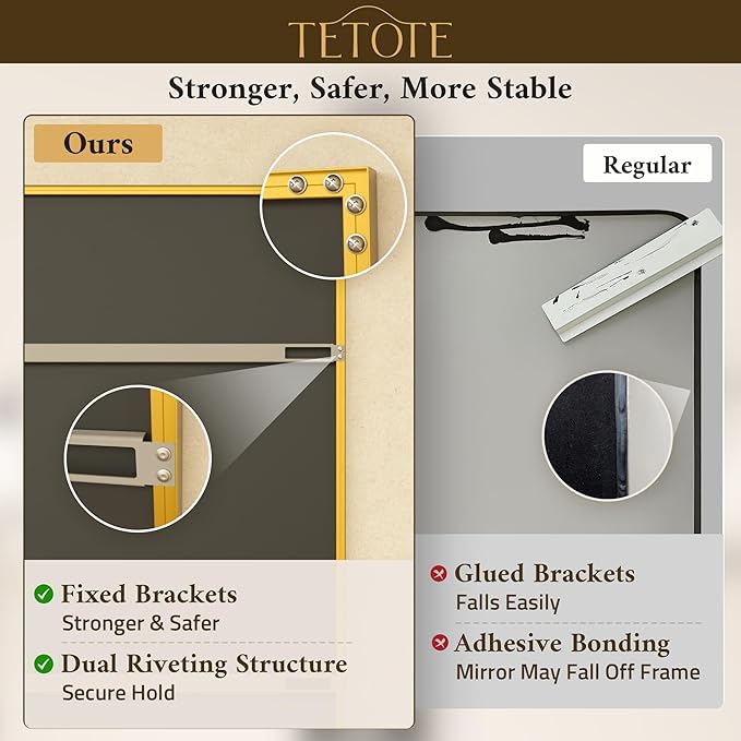 TETOTE Brushed Gold Vanity Mirror - Image 3