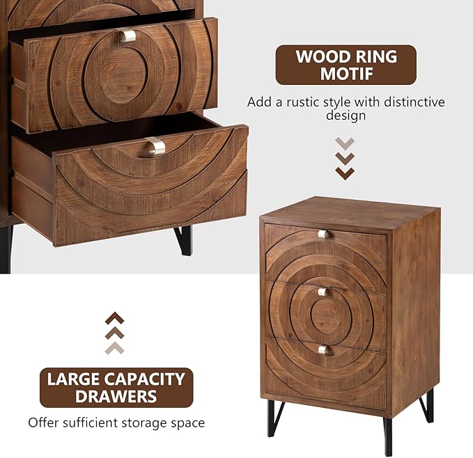 COSIEST Nightstand, Rustic End Table - Image 7