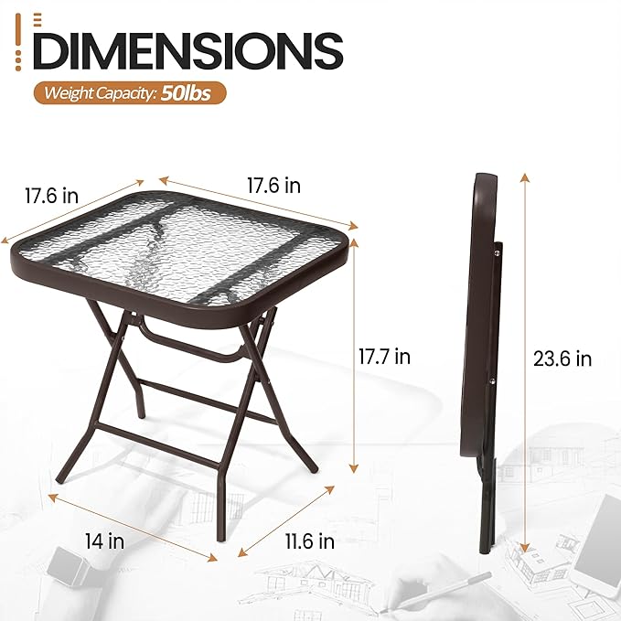 Foldable Outdoor Side Table Set of 2 - Image 3