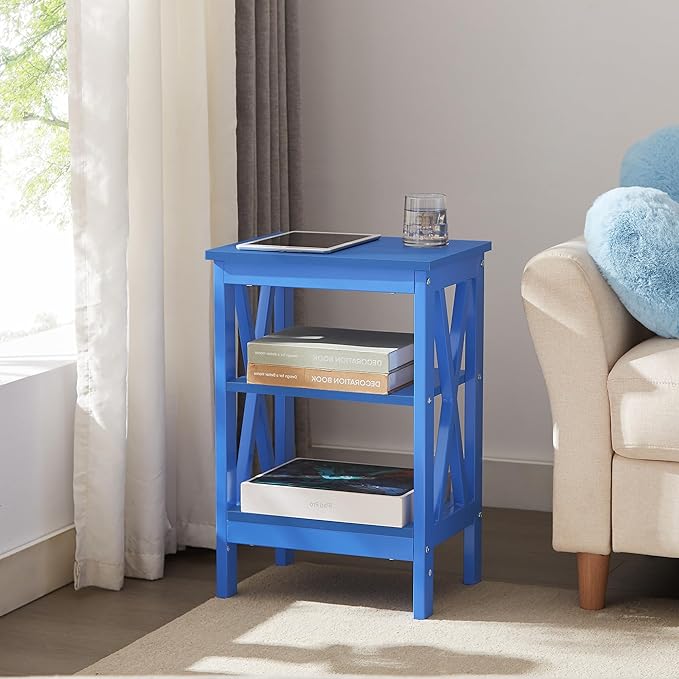 VECELO End Table, Bedside Table, X-Design Reinforced Nightstands, Side Table - Image 5